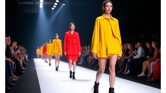 Models on a runway during Melbourne Fashion Week, showcasing avant-garde designs.
